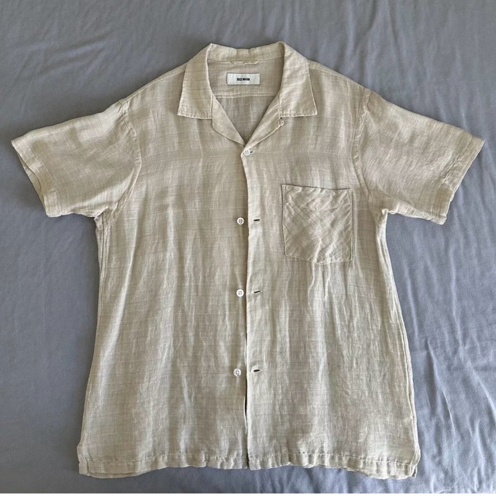 Buck Mason Off White linen camp collar men’s medium new without tags